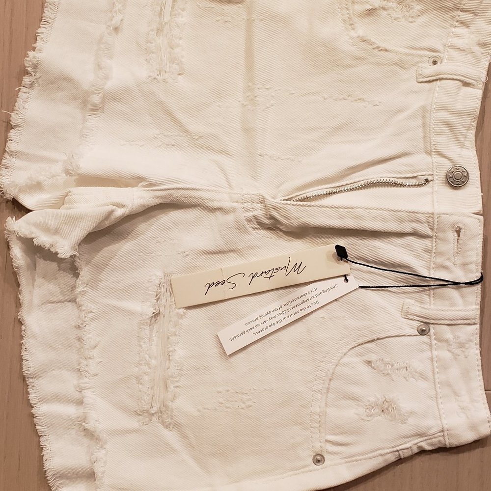 White Distressed Jean Shorts Size Small